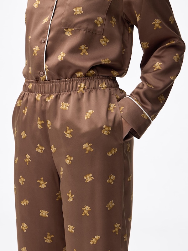 サテンパジャマ(長袖&ロングパンツ)(ベア)