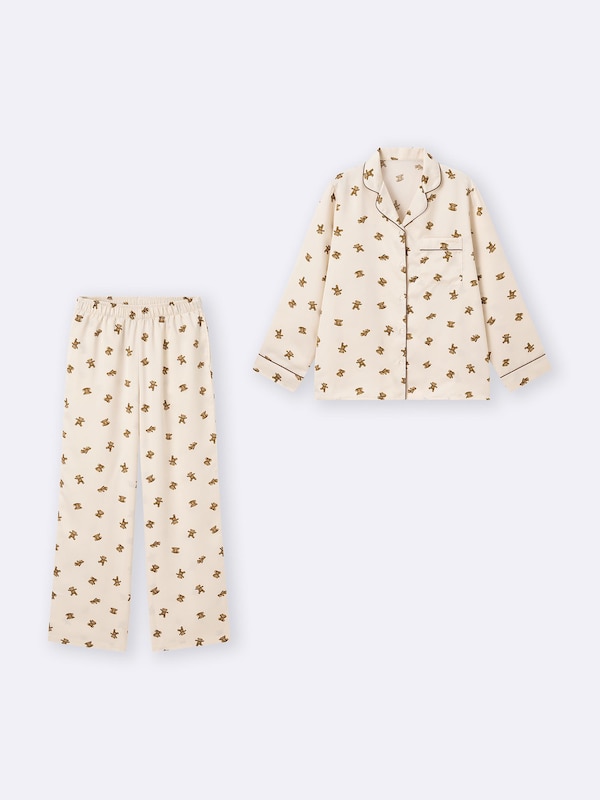 サテンパジャマ(長袖&ロングパンツ)(ベア)