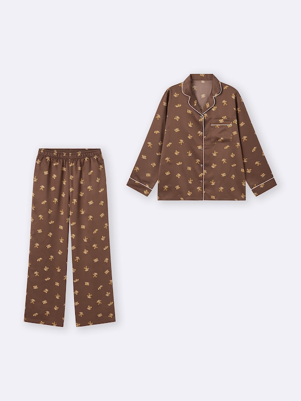 サテンパジャマ(長袖&ロングパンツ)(ベア)