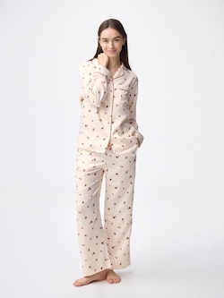 サテンパジャマ(長袖&ロングパンツ)(ストロベリー)