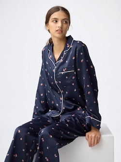 サテンパジャマ(長袖&ロングパンツ)(ストロベリー)