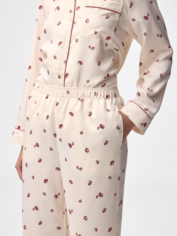 サテンパジャマ(長袖&ロングパンツ)(ストロベリー)