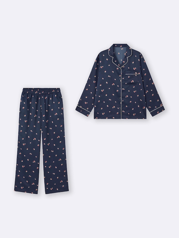 サテンパジャマ(長袖&ロングパンツ)(ストロベリー)