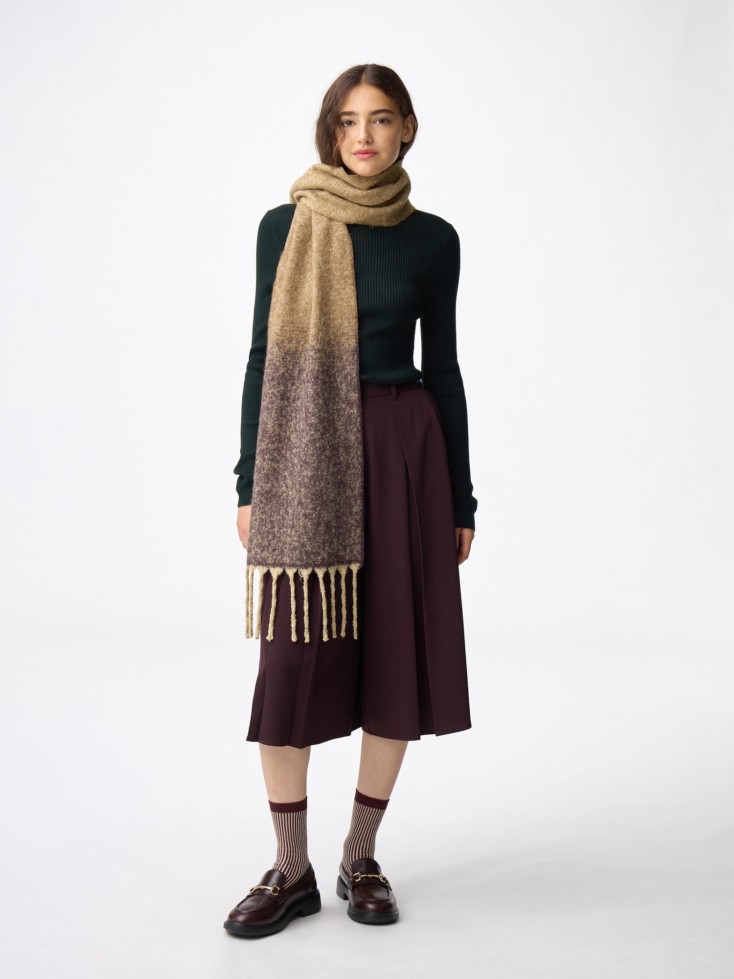 グッチ☆グラデーションマフラー　ブラウン ボルドー ストライプ グッチ☆グラデーションマフラー ブラウン ボルドー ストライプ