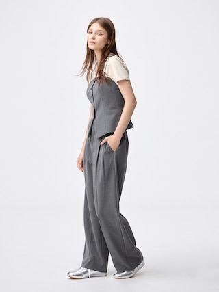 タックワイドパンツ(丈標準70.0~74.0cm) 【レディース】 【パンツ】【GU公式/ジーユー】 【DARK GRAY】 タックワイドパンツ(丈標準70.0~74.0cm) 【レディース】 【パンツ】【GU公式/ジーユー】 【DARK GRAY】
