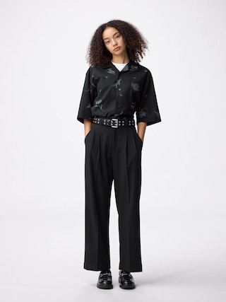 タックワイドパンツ(丈標準70.0~74.0cm) 【レディース】 【パンツ】【GU公式/ジーユー】 【BLACK】 タックワイドパンツ(丈標準70.0~74.0cm) 【レディース】 【パンツ】【GU公式/ジーユー】 【BLACK】