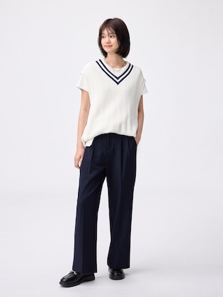 タックワイドパンツ(丈標準70.0~74.0cm) 【レディース】 【パンツ】【GU公式/ジーユー】 【NAVY】 タックワイドパンツ(丈標準70.0~74.0cm) 【レディース】 【パンツ】【GU公式/ジーユー】 【NAVY】