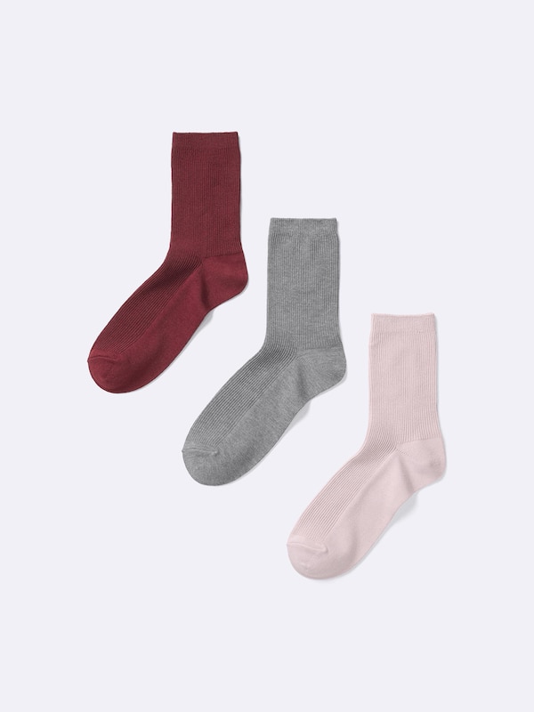 リブカラークルーソックス3P