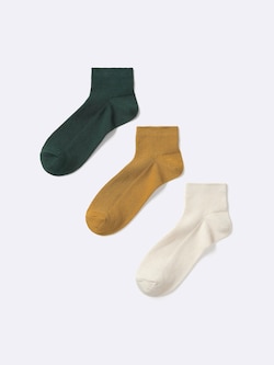 リブカラーアンクルソックス3P