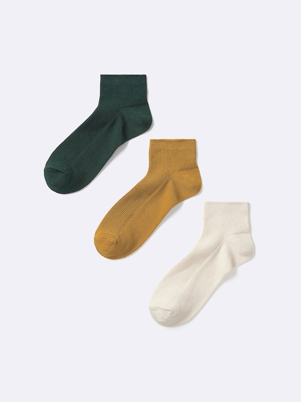 リブカラーアンクルソックス3P