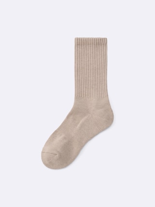 リブパイルクルーソックス 【レディース】 【インナー・下着】【GU公式/ジーユー】 【BEIGE】 リブパイルクルーソックス 【レディース】 【インナー・下着】【GU公式/ジーユー】 【BEIGE】