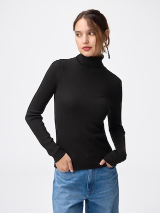 リブタートルネックセーターZ+E 【レディース】 【ニット・カーディガン】【GU公式/ジーユー】 【BLACK】 リブタートルネックセーターZ+E 【レディース】 【ニット・カーディガン】【GU公式/ジーユー】 【BLACK】