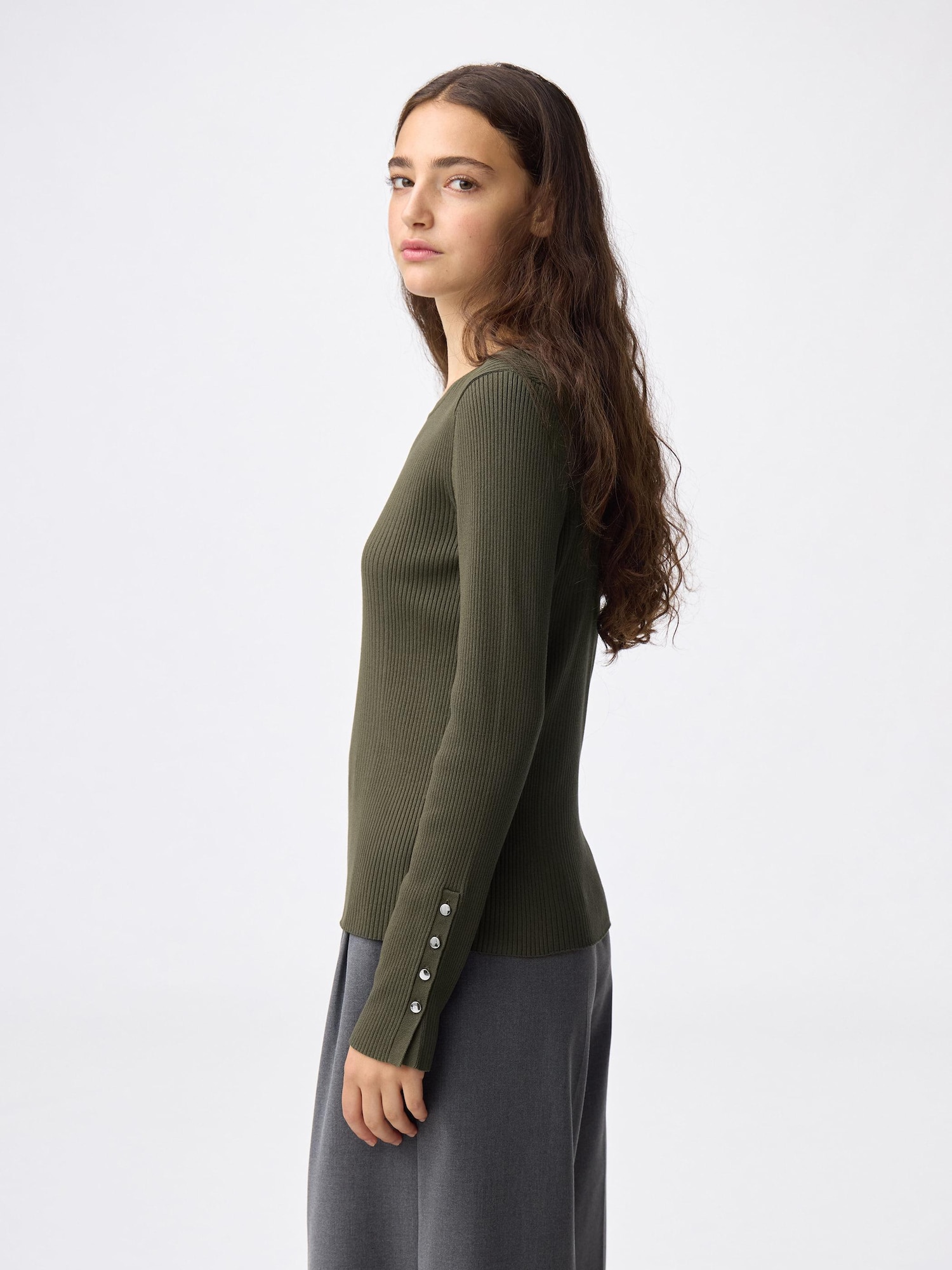 GU公式 | リブニットボタンスリーブプルオーバーZ