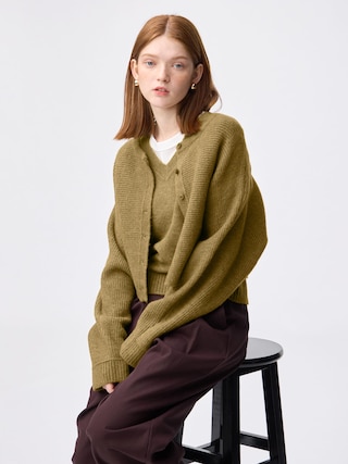 パフニット2ピースカーディガン 【レディース】 【ニット・カーディガン】【GU公式/ジーユー】 【MUSTARD】