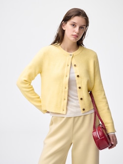 パフニットクルーネックカーディガン