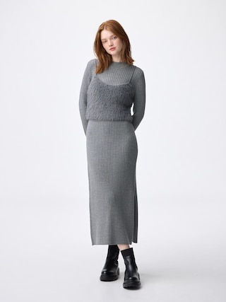 2ピースビスチェセットワンピース 【レディース】 【ニット・カーディガン】【GU公式/ジーユー】 【GRAY】