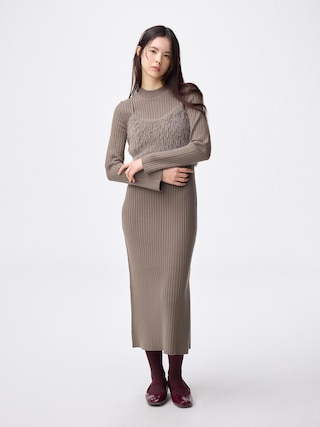 2ピースビスチェセットワンピース 【レディース】 【ニット・カーディガン】【GU公式/ジーユー】 【BROWN】 2ピースビスチェセットワンピース 【レディース】 【ニット・カーディガン】【GU公式/ジーユー】 【BROWN】