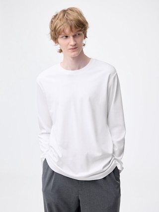 ソフトコットンクルーネックT(長袖) 【メンズ】 【Tシャツ・カットソー】【GU公式/ジーユー】 【WHITE】 ソフトコットンクルーネックT(長袖) 【メンズ】 【Tシャツ・カットソー】【GU公式/ジーユー】 【WHITE】