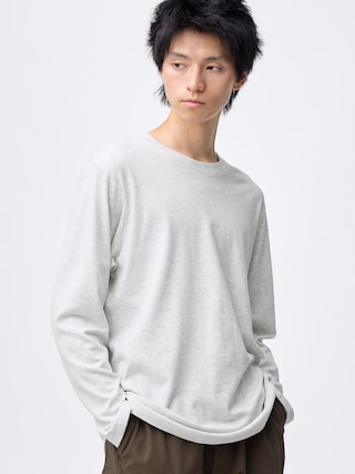 ソフトコットンクルーネックT(長袖) 【メンズ】 【Tシャツ・カットソー】【GU公式/ジーユー】 【LIGHT GRAY】 ソフトコットンクルーネックT(長袖) 【メンズ】 【Tシャツ・カットソー】【GU公式/ジーユー】 【LIGHT GRAY】