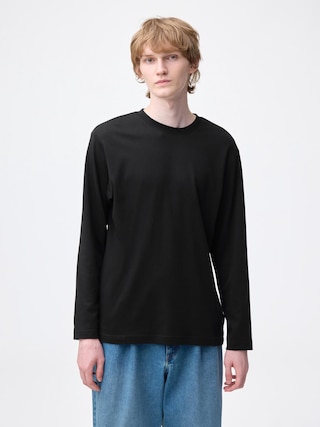 ソフトコットンクルーネックT(長袖) 【メンズ】 【Tシャツ・カットソー】【GU公式/ジーユー】 【BLACK】 ソフトコットンクルーネックT(長袖) 【メンズ】 【Tシャツ・カットソー】【GU公式/ジーユー】 【BLACK】