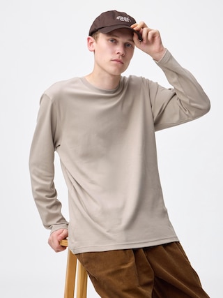 ソフトコットンクルーネックT(長袖) 【メンズ】 【Tシャツ・カットソー】【GU公式/ジーユー】 【BEIGE】 ソフトコットンクルーネックT(長袖) 【メンズ】 【Tシャツ・カットソー】【GU公式/ジーユー】 【BEIGE】