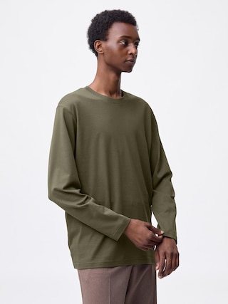 ソフトコットンクルーネックT(長袖) 【メンズ】 【Tシャツ・カットソー】【GU公式/ジーユー】 【OLIVE】 ソフトコットンクルーネックT(長袖) 【メンズ】 【Tシャツ・カットソー】【GU公式/ジーユー】 【OLIVE】