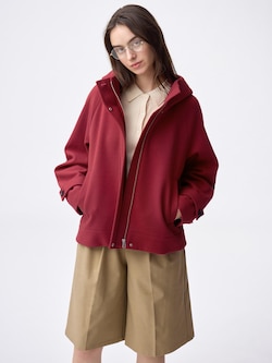 コージーメルトンショートフーディコート