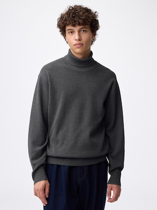 ミラノリブタートルネックセーター 【メンズ】 【ニット・カーディガン】【GU公式/ジーユー】 【DARK GRAY】
