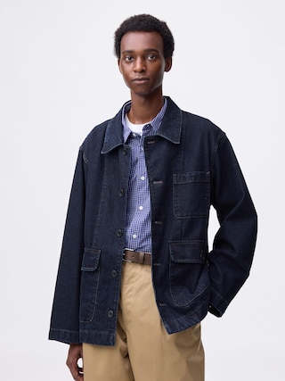 デニムワークジャケット 【メンズ】 【アウター】【GU公式/ジーユー】 【NAVY】 デニムワークジャケット 【メンズ】 【アウター】【GU公式/ジーユー】 【NAVY】