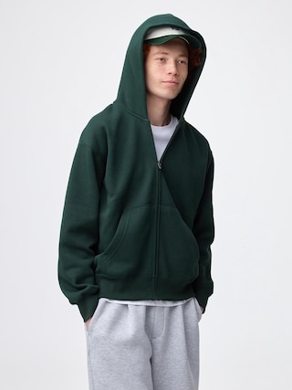 ヘビーウェイトスウェットフルジップパーカ 【メンズ】 【Tシャツ・カットソー】【GU公式/ジーユー】 【DARK GREEN】