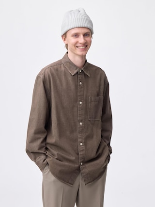デニムオーバーサイズシャツ 【メンズ】 【シャツ・ポロシャツ】【GU公式/ジーユー】 【DARK BROWN】 デニムオーバーサイズシャツ 【メンズ】 【シャツ・ポロシャツ】【GU公式/ジーユー】 【DARK BROWN】