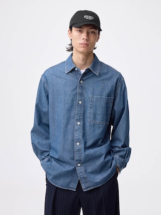 デニムオーバーサイズシャツ 【メンズ】 【シャツ・ポロシャツ】【GU公式/ジーユー】 【BLUE】 デニムオーバーサイズシャツ 【メンズ】 【シャツ・ポロシャツ】【GU公式/ジーユー】 【BLUE】