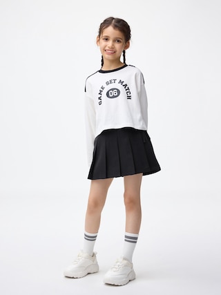 GIRLSプリーツラップミニスコート 【KIDS・TEEN】 【キッズ パンツ・スカート】【GU公式/ジーユー】 【BLACK】