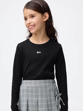 GIRLSリブクルーネックT(長袖) 【KIDS・TEEN】 【キッズ Tシャツ・スウェット・ニット】【GU公式/ジーユー】 【BLACK】 GIRLSリブクルーネックT(長袖) 【KIDS・TEEN】 【キッズ Tシャツ・スウェット・ニット】【GU公式/ジーユー】 【BLACK】