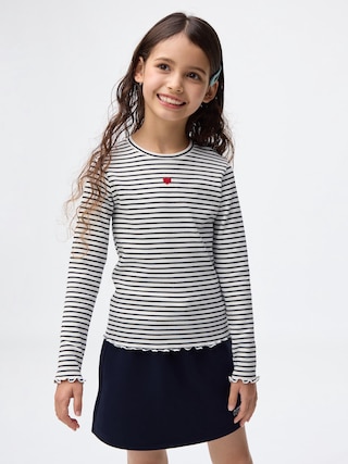 GIRLSリブクルーネックT(長袖) 【KIDS・TEEN】 【キッズ Tシャツ・スウェット・ニット】【GU公式/ジーユー】 【MULTI1】 GIRLSリブクルーネックT(長袖) 【KIDS・TEEN】 【キッズ Tシャツ・スウェット・ニット】【GU公式/ジーユー】 【MULTI1】