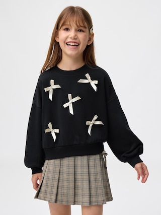 GIRLSリボンスウェットシャツ 【KIDS・TEEN】 【キッズ Tシャツ・スウェット・ニット】【GU公式/ジーユー】 【BLACK】 GIRLSリボンスウェットシャツ 【KIDS・TEEN】 【キッズ Tシャツ・スウェット・ニット】【GU公式/ジーユー】 【BLACK】