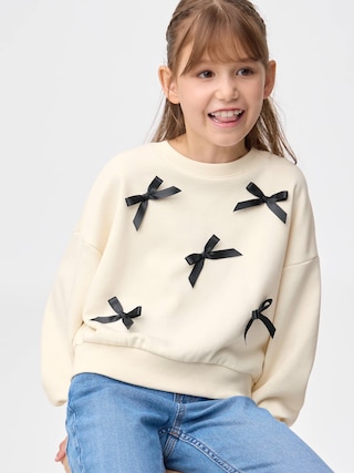 GIRLSリボンスウェットシャツ 【KIDS・TEEN】 【キッズ Tシャツ・スウェット・ニット】【GU公式/ジーユー】 【NATURAL】 GIRLSリボンスウェットシャツ 【KIDS・TEEN】 【キッズ Tシャツ・スウェット・ニット】【GU公式/ジーユー】 【NATURAL】