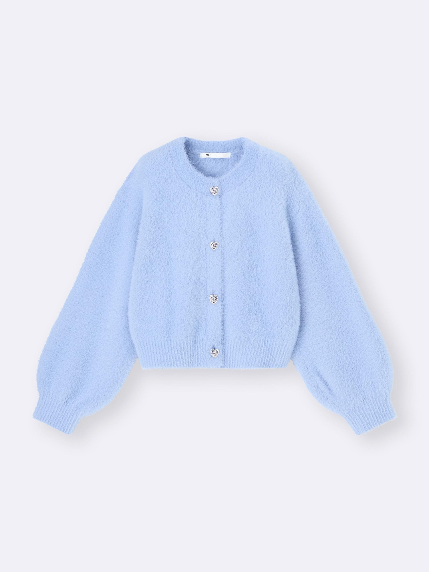 GU公式 | GIRLSシャギーニットハートビジューボタンカーディガン