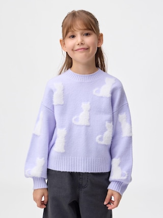 GIRLSパフニットジャカードセーター 【KIDS・TEEN】 【キッズ Tシャツ・スウェット・ニット】【GU公式/ジーユー】 【PURPLE】 GIRLSパフニットジャカードセーター 【KIDS・TEEN】 【キッズ Tシャツ・スウェット・ニット】【GU公式/ジーユー】 【PURPLE】