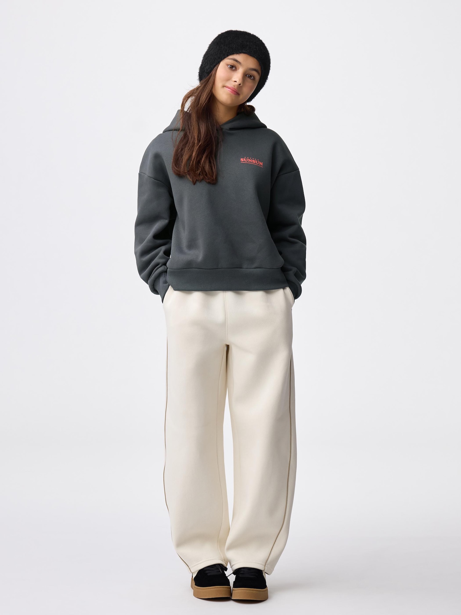 GU公式 | GIRLSヘビーウェイトスウェットパーカJR パペットスンスン