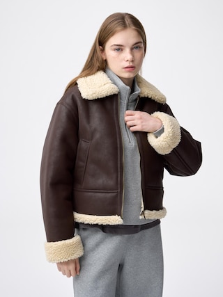 ボアフライトジャケット+EC 【レディース】 【アウター】【GU公式/ジーユー】 【DARK BROWN】