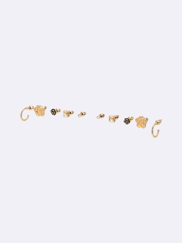 ローズ&マルチミニピアス5P