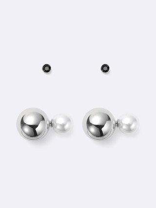 パールライク&メタルピアス2P 【レディース】 【グッズ】【GU公式/ジーユー】 【SILVER】 パールライク&メタルピアス2P 【レディース】 【グッズ】【GU公式/ジーユー】 【SILVER】