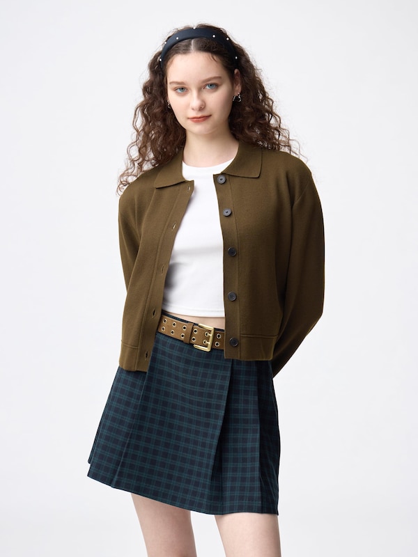 ミラノリブポロカーディガン