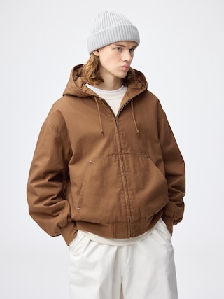パデッドジップアップパーカ 【メンズ】 【アウター】【GU公式/ジーユー】 【BROWN】