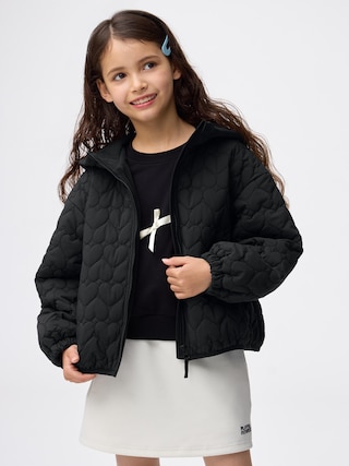 GIRLSウォームパデッドハートキルティングブルゾン 【KIDS・TEEN】 【キッズ アウター】【GU公式/ジーユー】 【BLACK】 GIRLSウォームパデッドハートキルティングブルゾン 【KIDS・TEEN】 【キッズ アウター】【GU公式/ジーユー】 【BLACK】