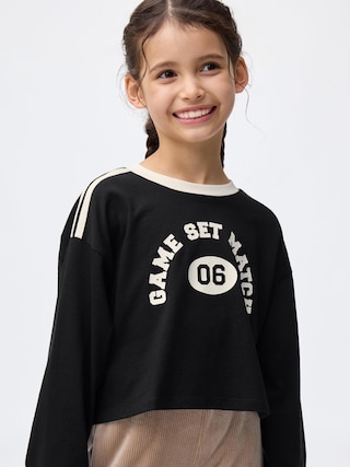 GIRLSサイドラインT(長袖) 【KIDS・TEEN】 【キッズ Tシャツ・スウェット・ニット】【GU公式/ジーユー】 【BLACK】 GIRLSサイドラインT(長袖) 【KIDS・TEEN】 【キッズ Tシャツ・スウェット・ニット】【GU公式/ジーユー】 【BLACK】
