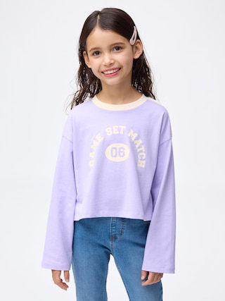 GIRLSサイドラインT(長袖) 【KIDS・TEEN】 【キッズ Tシャツ・スウェット・ニット】【GU公式/ジーユー】 【PURPLE】 GIRLSサイドラインT(長袖) 【KIDS・TEEN】 【キッズ Tシャツ・スウェット・ニット】【GU公式/ジーユー】 【PURPLE】