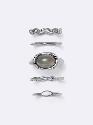 ストーン&メタルリング5P 【レディース】 【グッズ】【GU公式/ジーユー】 【DARK GRAY】 ストーン&メタルリング5P 【レディース】 【グッズ】【GU公式/ジーユー】 【DARK GRAY】