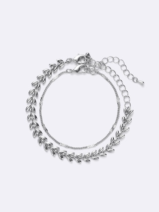 リーフチェーンブレスレット2P 【レディース】 【グッズ】【GU公式/ジーユー】 【SILVER】 リーフチェーンブレスレット2P 【レディース】 【グッズ】【GU公式/ジーユー】 【SILVER】